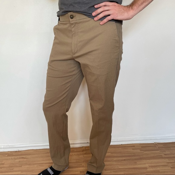 Banana Republic Slim Fit Mid Rise Drawstring Pants Khaki Texture Button … - Picture 11 of 13